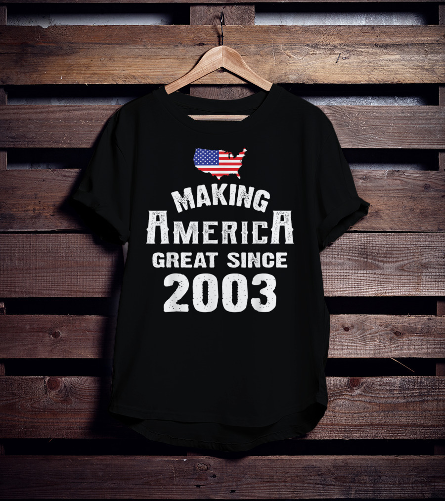 Making America Great Since 2003 16th Year Old 16 USA Flag Map T-Shirt