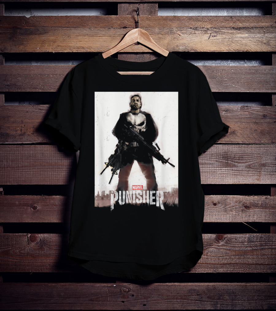 Marvel The Punisher Frank Castle One Man Army Standing With Weapons And Skull Emblem T-Shirt