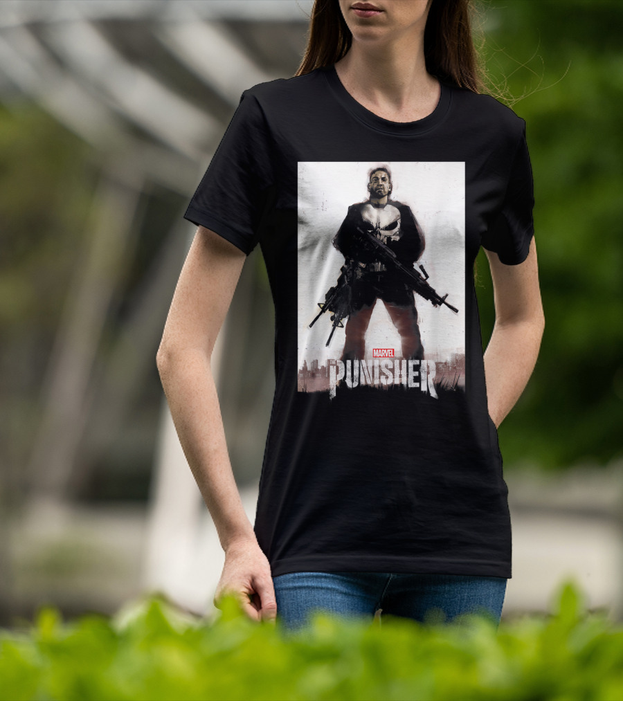 Marvel The Punisher Frank Castle One Man Army Standing With Weapons And Skull Emblem T-Shirt