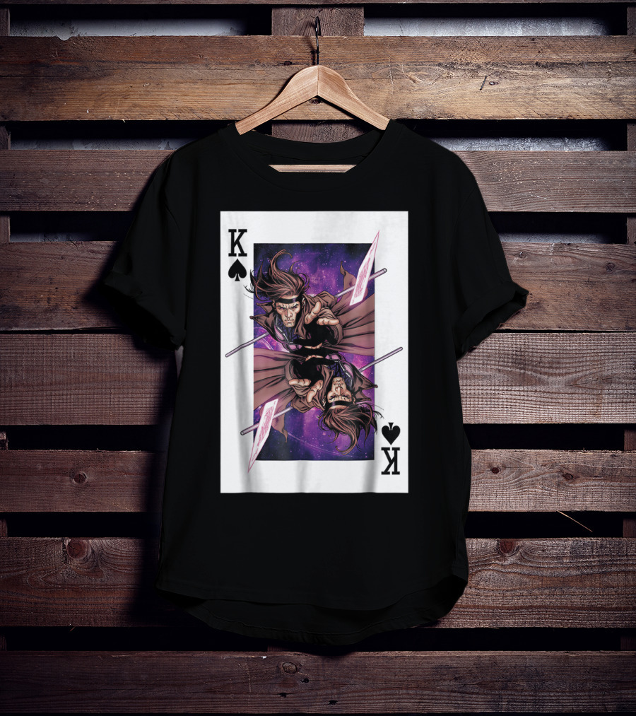 Marvel X Men Gambit King Of Spades Playing Card Character T-Shirt