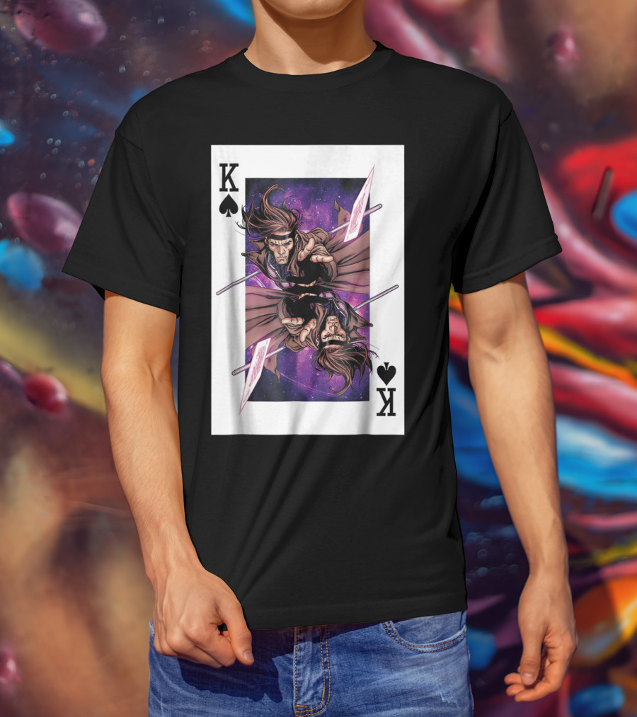 Marvel X Men Gambit King Of Spades Playing Card Character T-Shirt