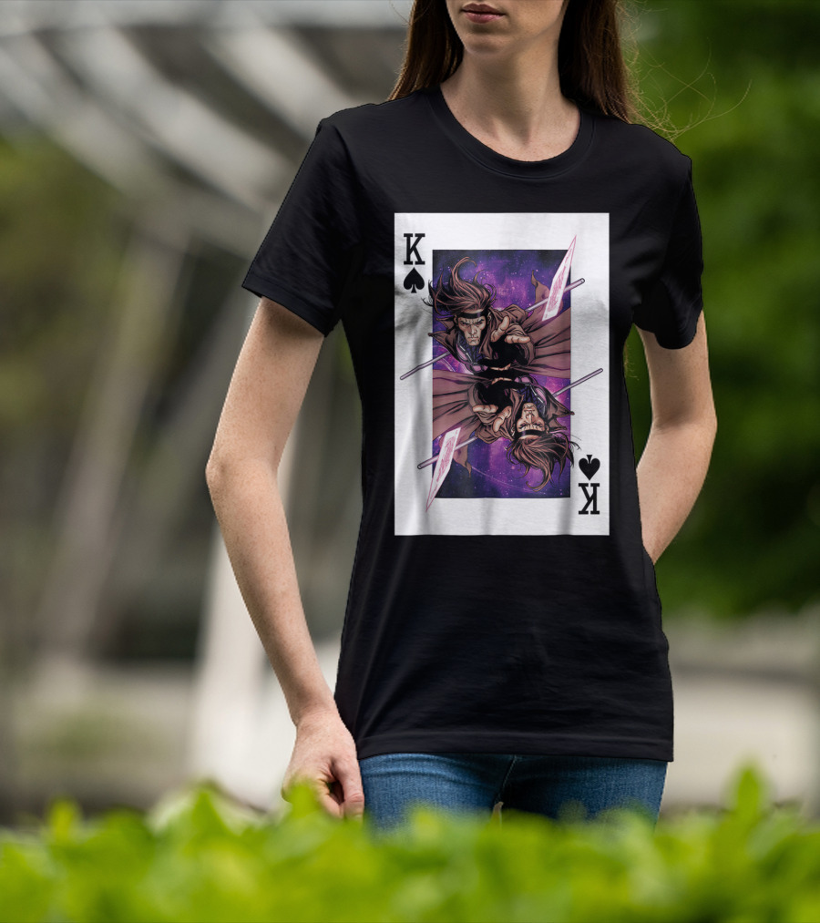 Marvel X Men Gambit King Of Spades Playing Card Character T-Shirt
