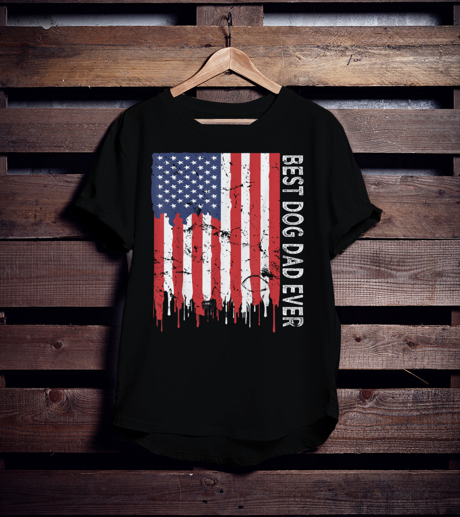 Best Dog Dad Ever American Flag Mens T-Shirt