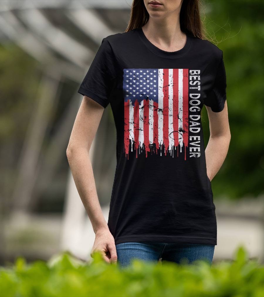 Best Dog Dad Ever American Flag Mens T-Shirt