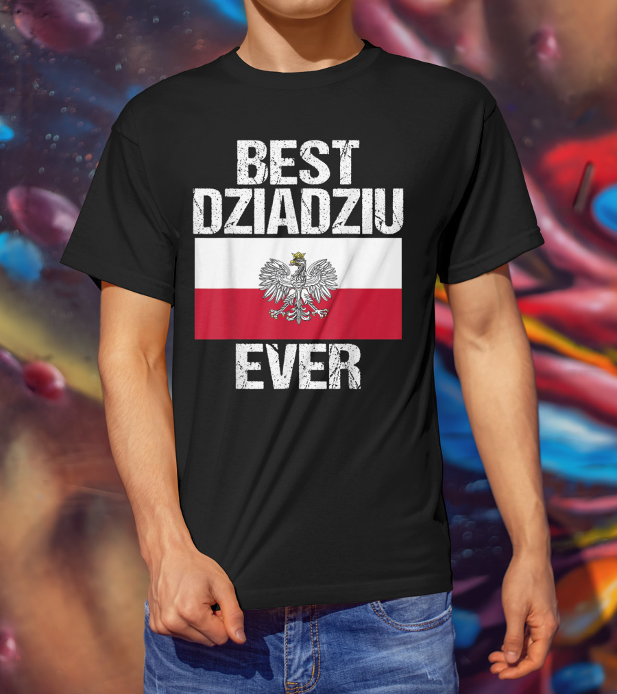 Best Dziadziu Ever Polish Flag With Eagle Emblem T-Shirt
