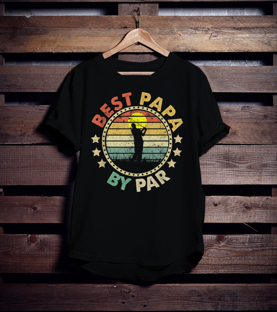 Best Papa By Par Retro Golf Sunset Father's Day Men's T-Shirt