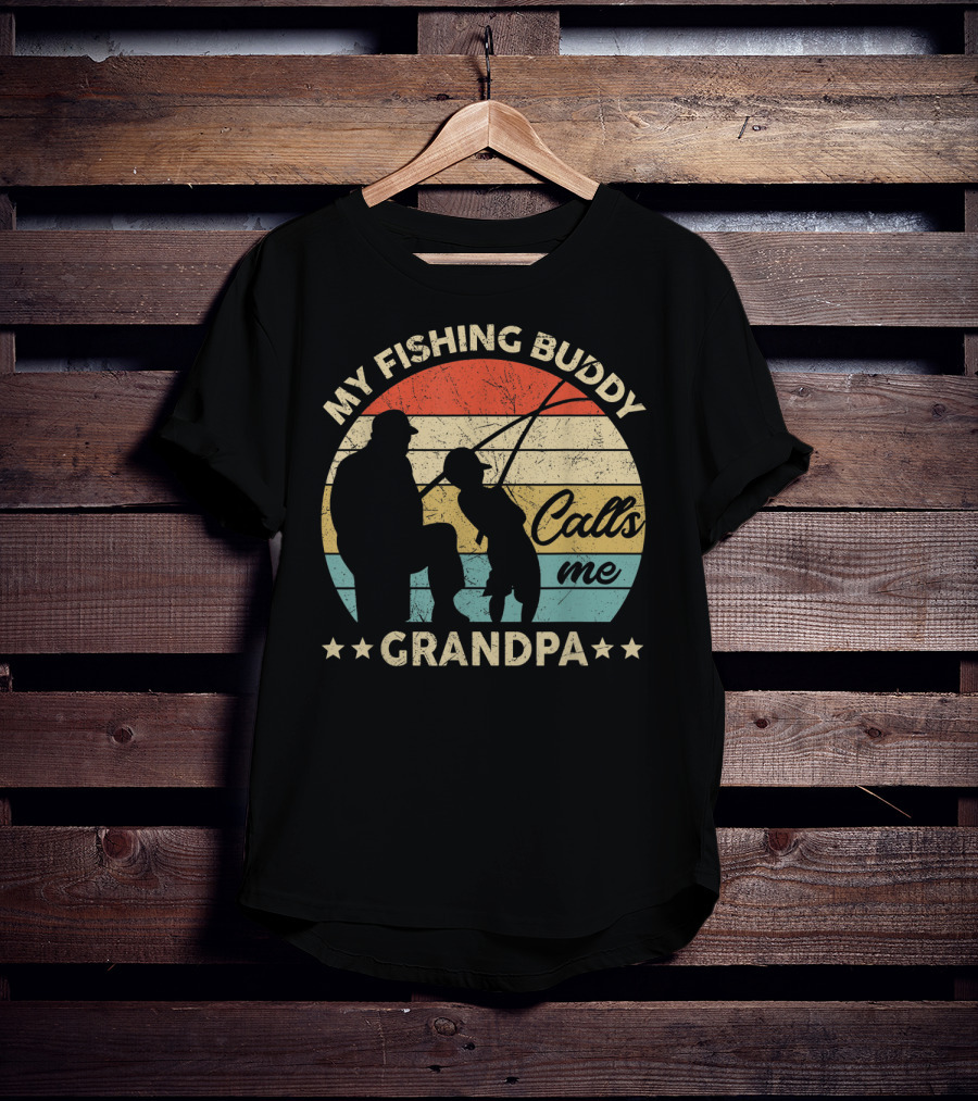 My Fishing Buddy Calls Me Grandpa Retro T-Shirt