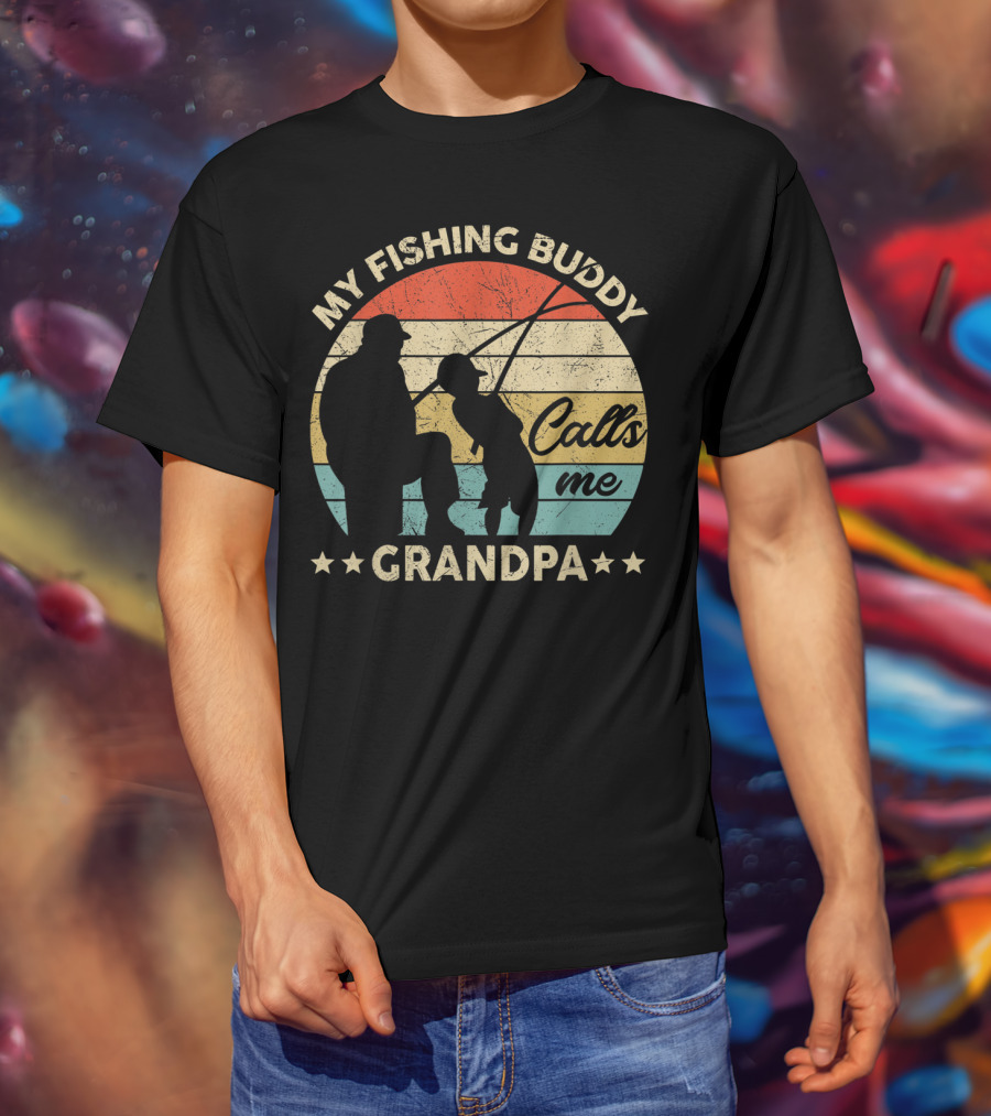 My Fishing Buddy Calls Me Grandpa Retro T-Shirt