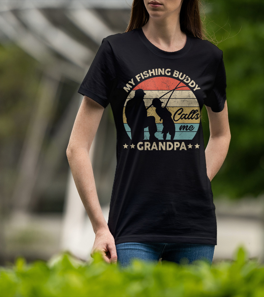 My Fishing Buddy Calls Me Grandpa Retro T-Shirt