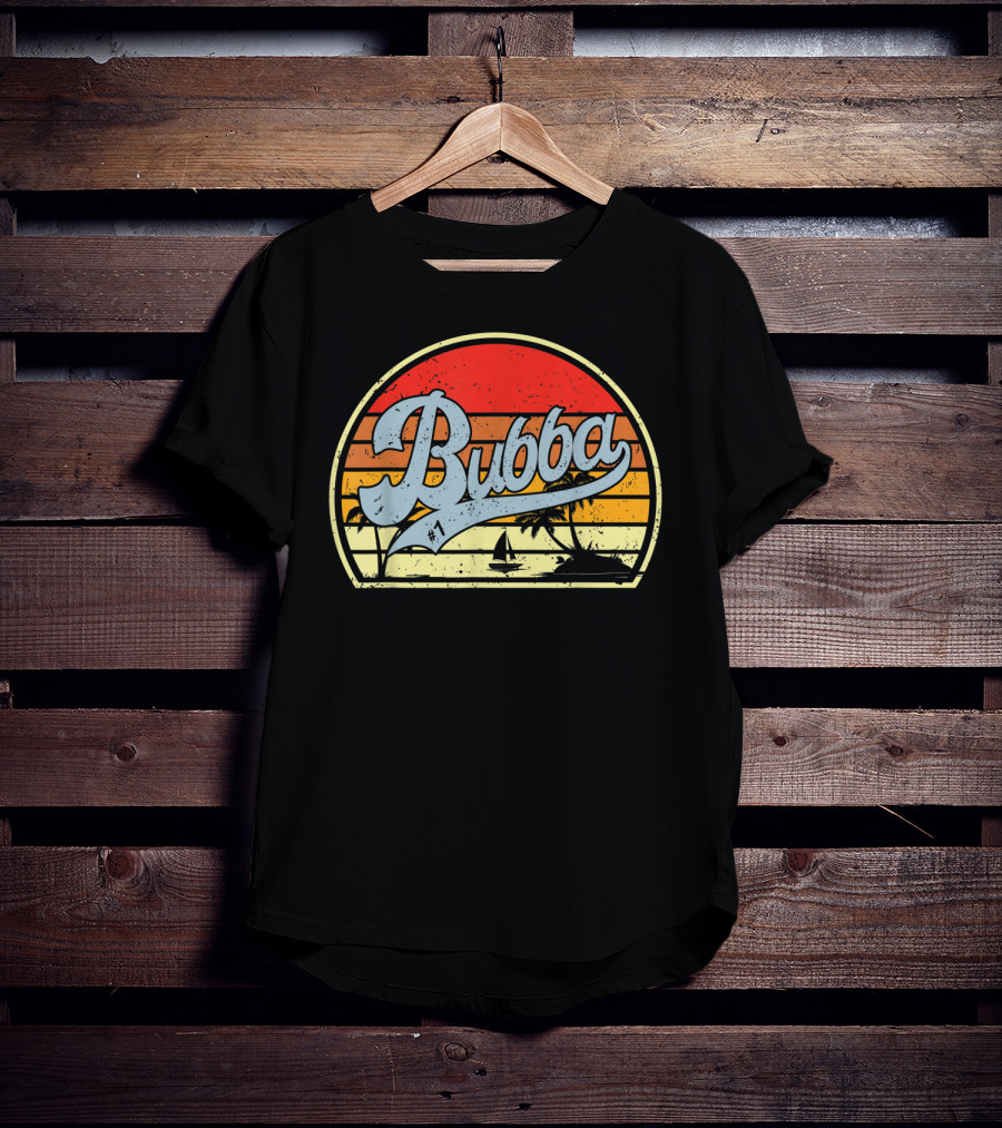 Bubba Retro Sunset Sailboat Palm Trees T-Shirt
