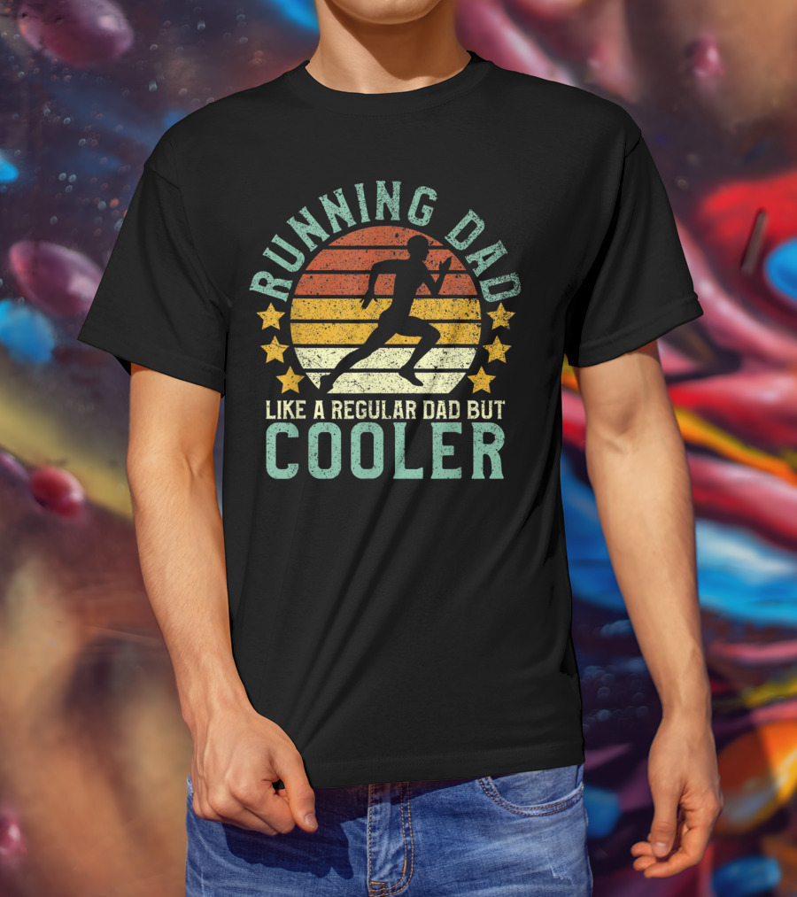 Running Dad Like A Regular Dad But Cooler Marathon Runner Father's Day T-Shirt