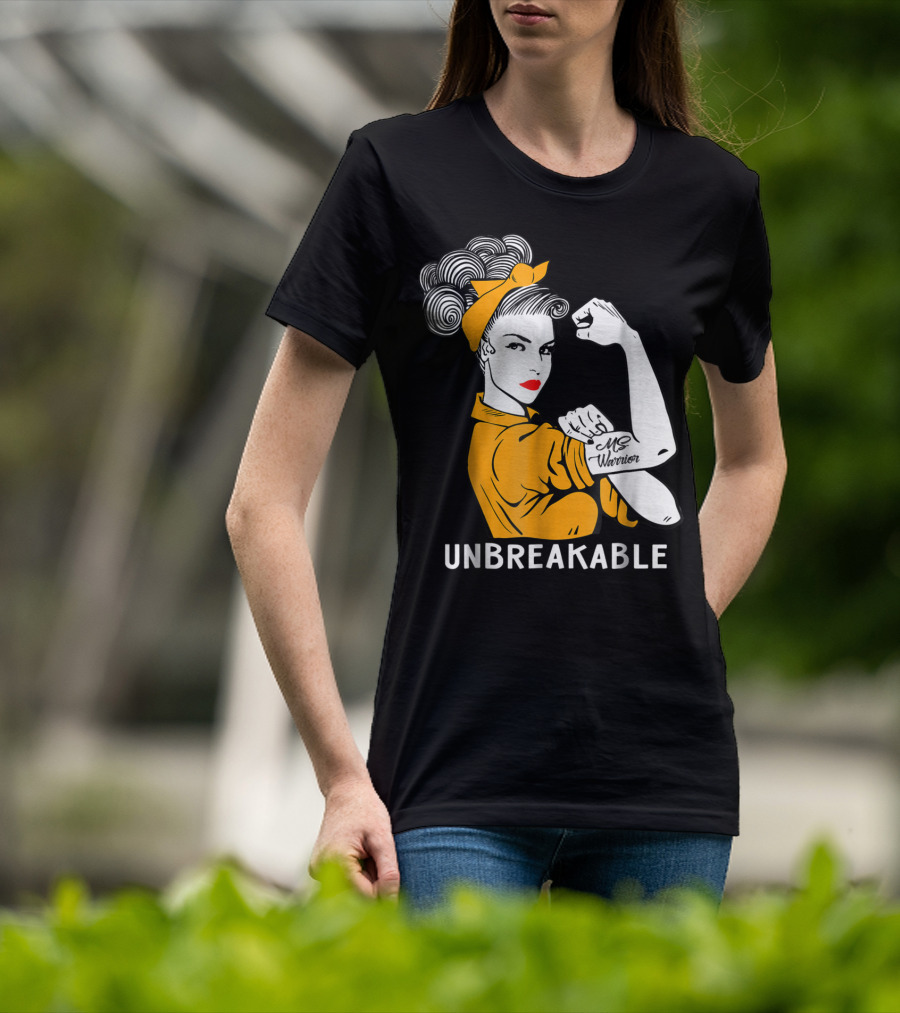 Unbreakable MS Warrior Multiple Sclerosis Rosie The Riveter T-Shirt