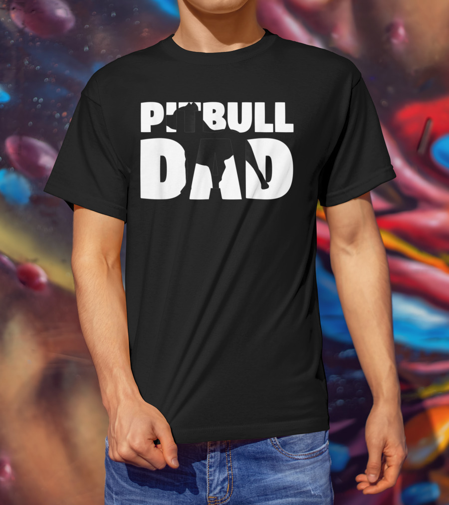 Pitbull Dad Silhouette Dog Father T-Shirt