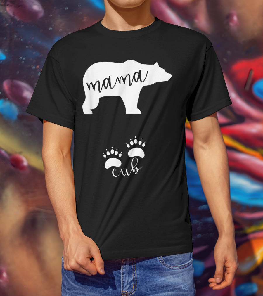 Mama Bear Pregnancy Announcement With Cub Paws T-Shirt
