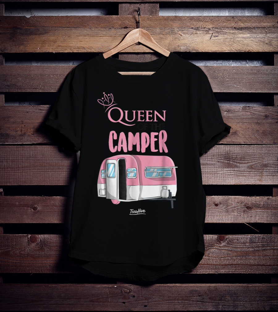 Queen Of The Camper TeesHive Pink Trailer T-Shirt