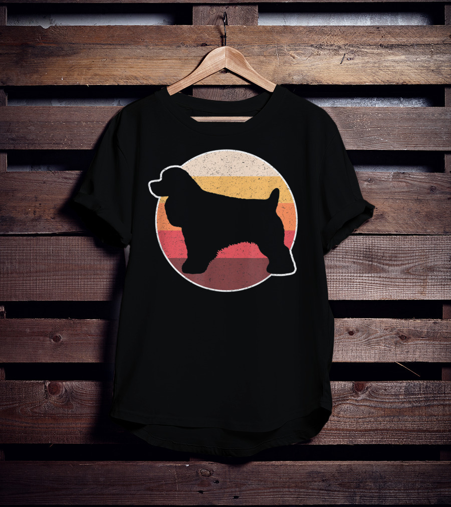 Retro Vintage Cocker Spaniel Dog Lovers Silhouette Circle Stripes T-Shirt