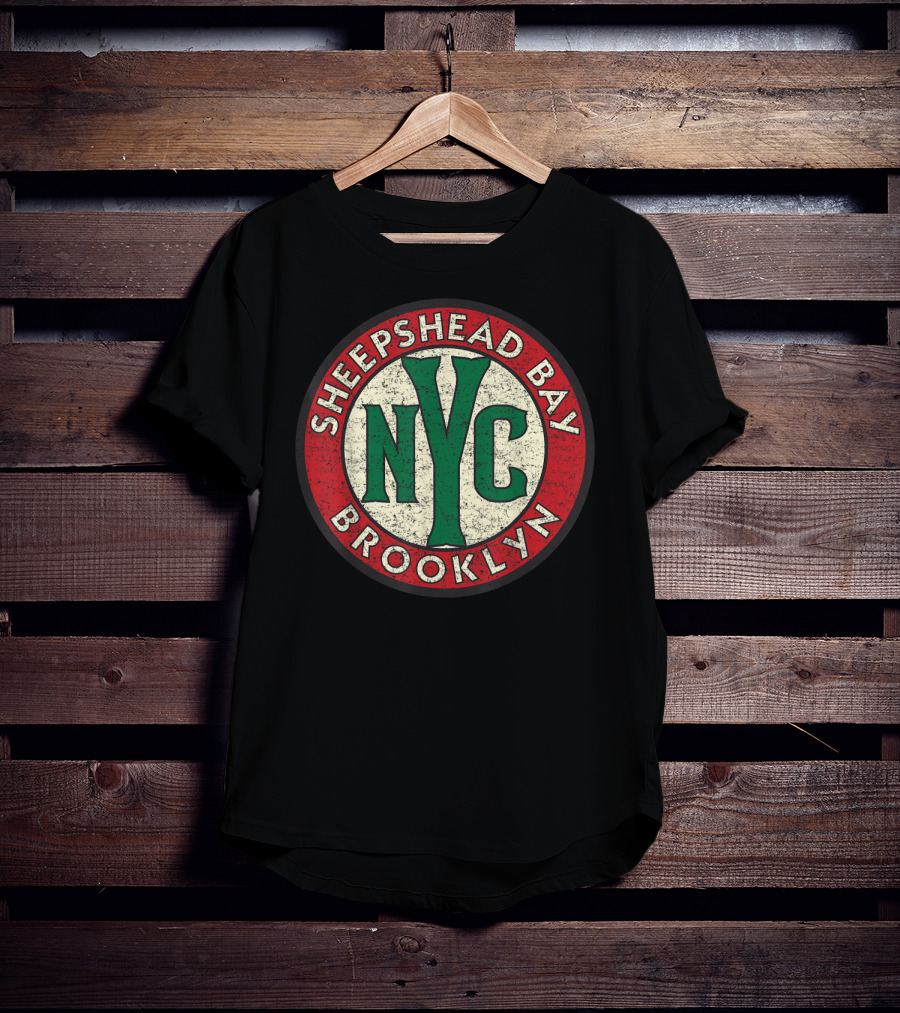 Sheepshead Bay Brooklyn NYC Vintage Distressed Road Sign T-Shirt