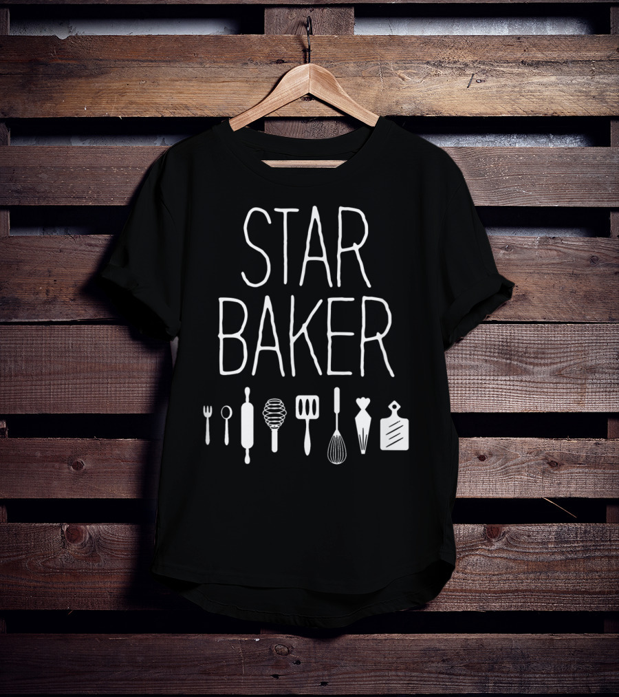 Star Baker Baking Utensils Whisk Rolling Pin Spatula Cutting Board T-Shirt
