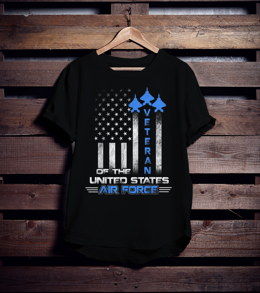 Veteran Of The United States Air Force American Flag And Fighter Jets T-Shirt
