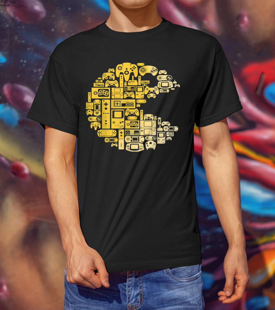 Funny Video Gamer Controllers Pac-Man Compilation For Video Game Players T-Shirt