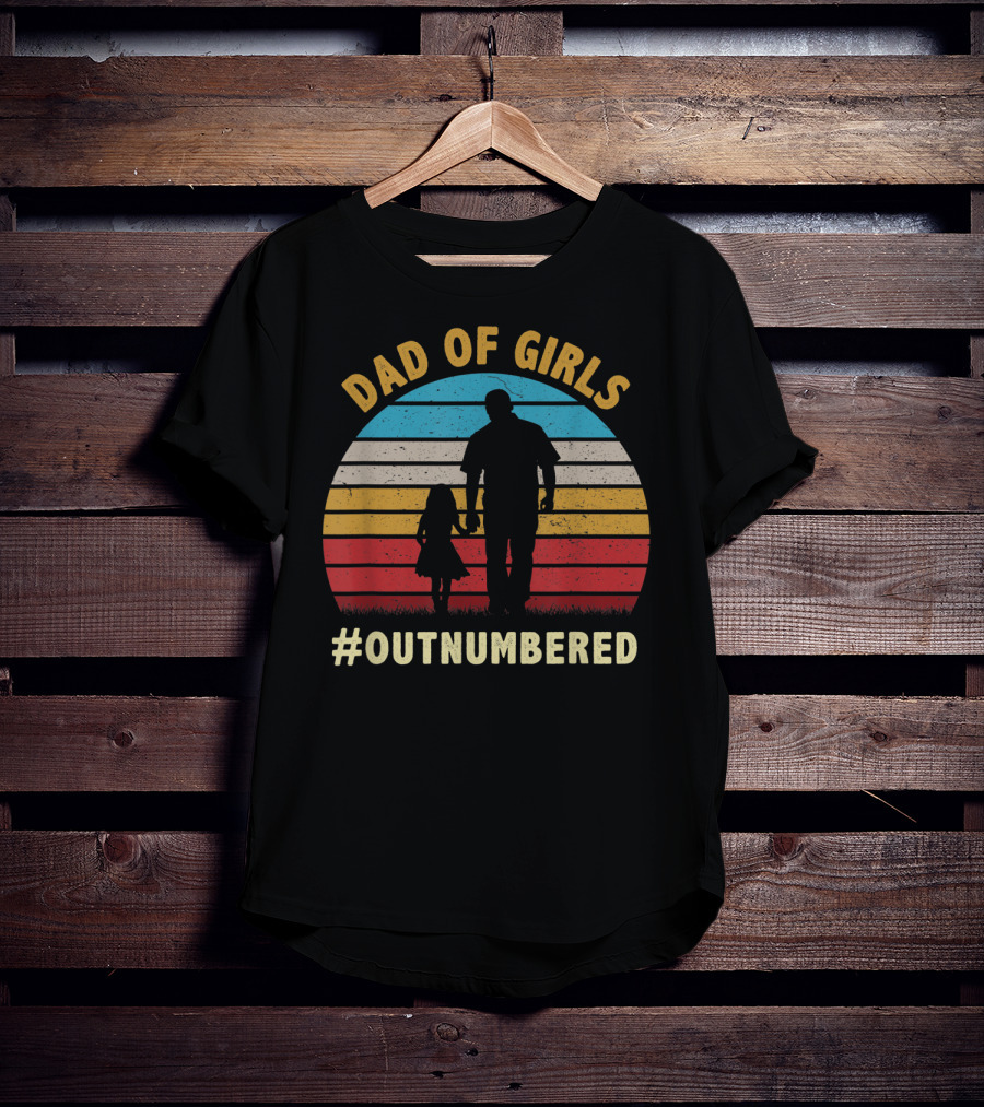 Dad Of Girls Outnumbered Sunset T-Shirt