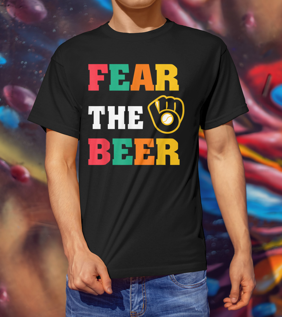 Fear The Beer Brewers Vintage Baseball Glove T-Shirt