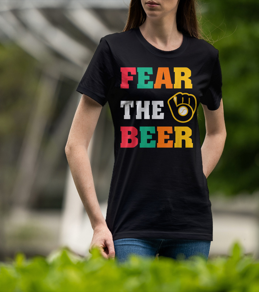 Fear The Beer Brewers Vintage Baseball Glove T-Shirt