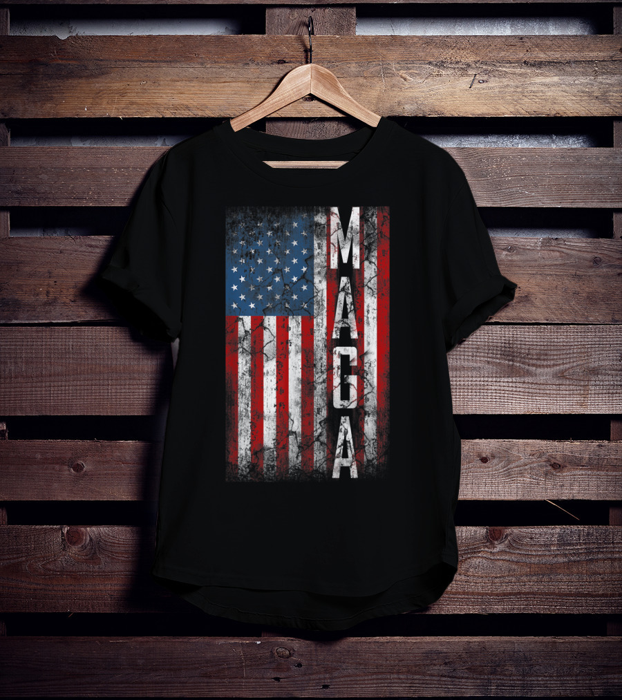 Vintage Grunge MAGA American Flag Distressed Patriotic T-Shirt