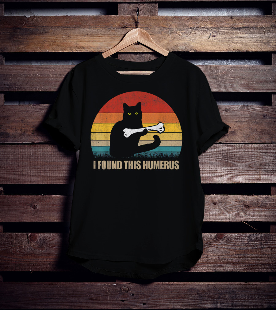 Vintage I Found This Humerus Cat Lover Retro Sunset T-Shirt