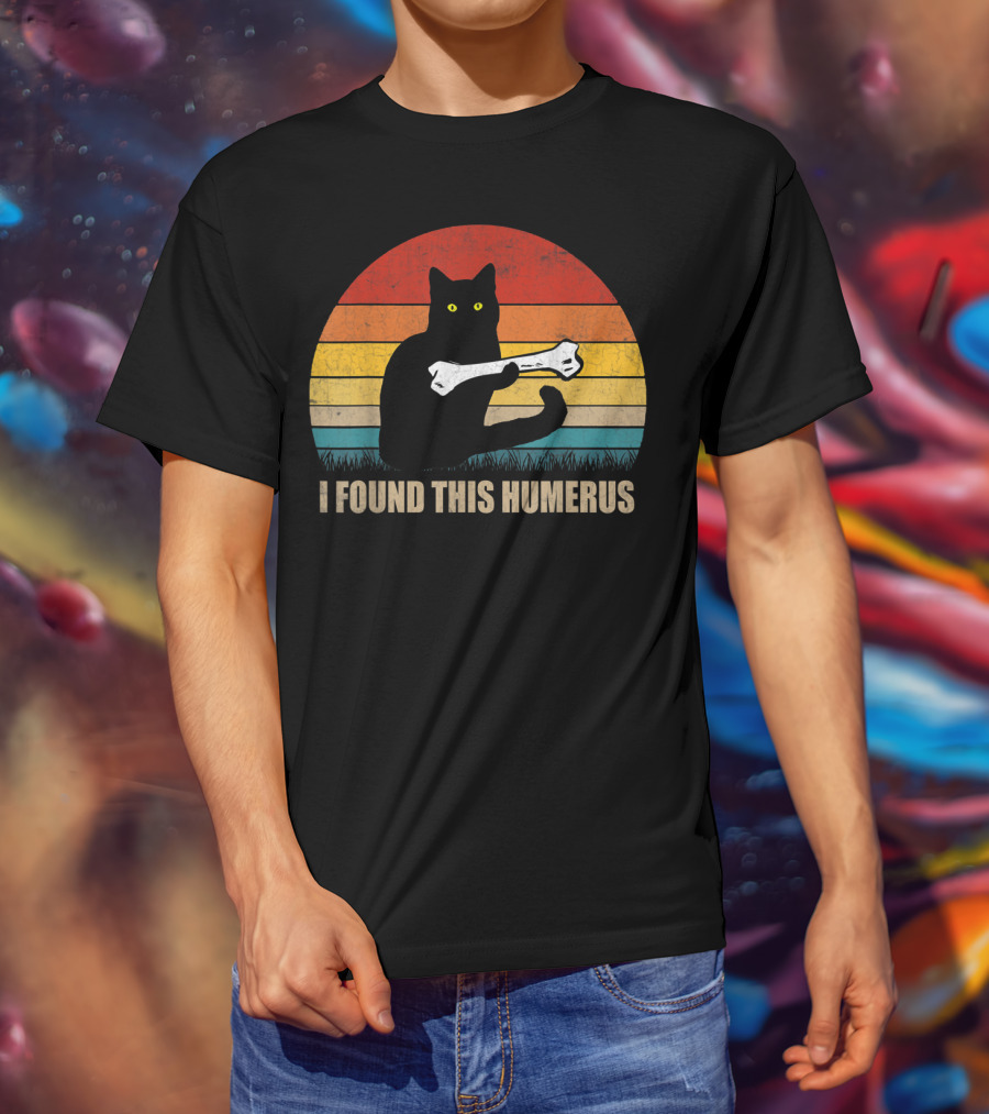 Vintage I Found This Humerus Cat Lover Retro Sunset T-Shirt