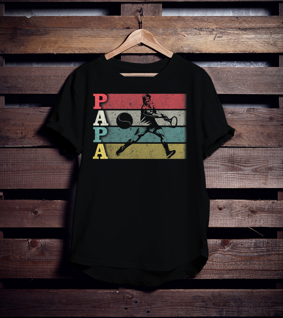 Vintage Tennis Papa Retro DadFather's Day Tennis Player T-Shirt