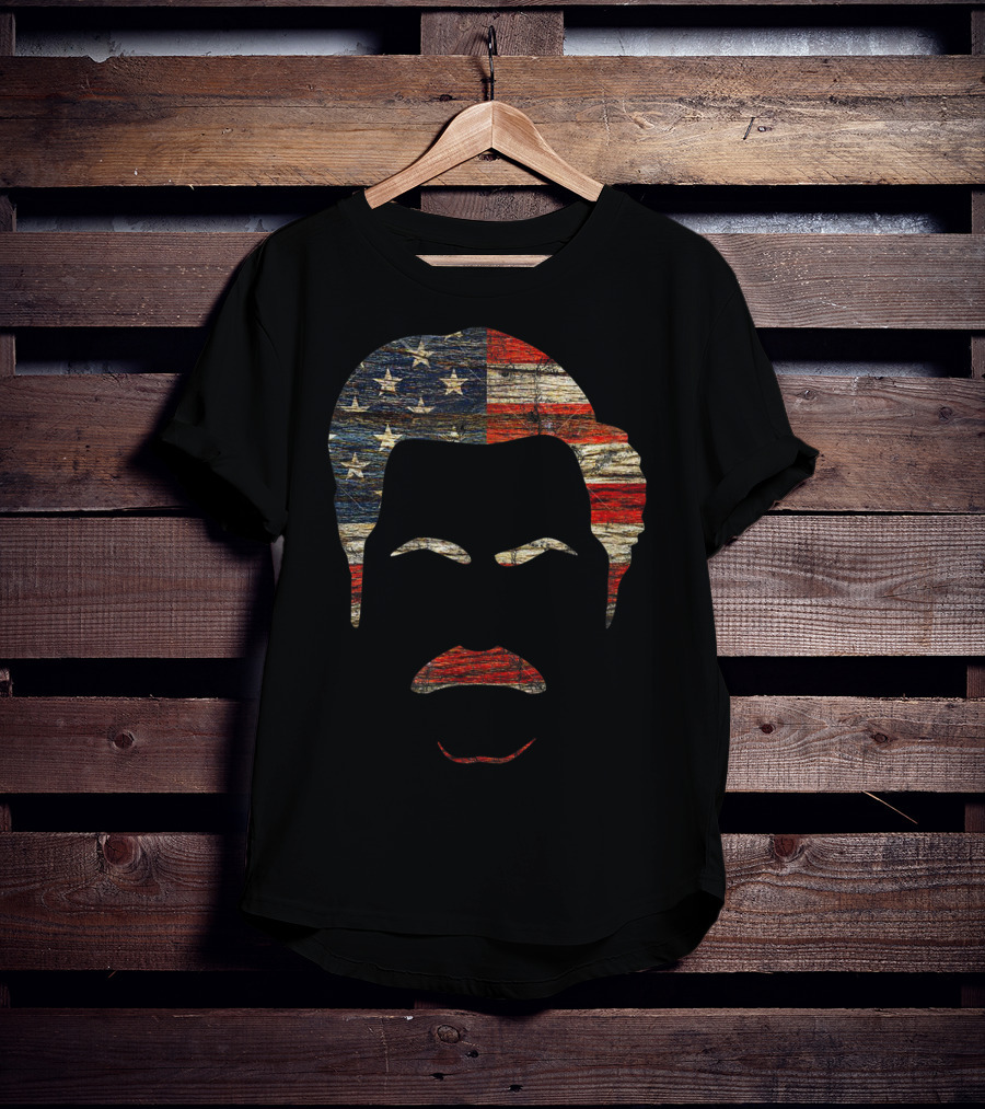 Vintage Wooden American Flag Face T-Shirt