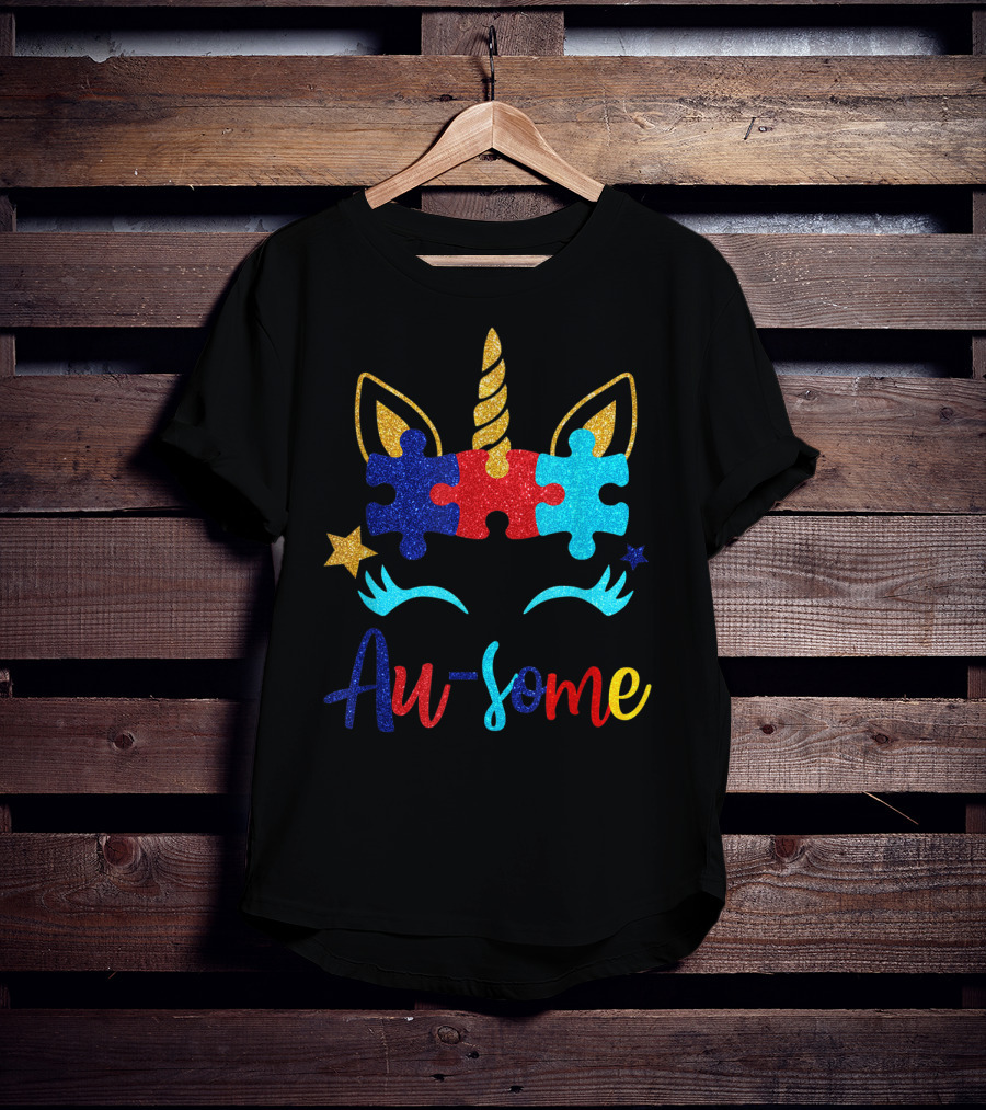 Au Some Unicorn Autism Awareness Puzzle Piece Fun T-Shirt