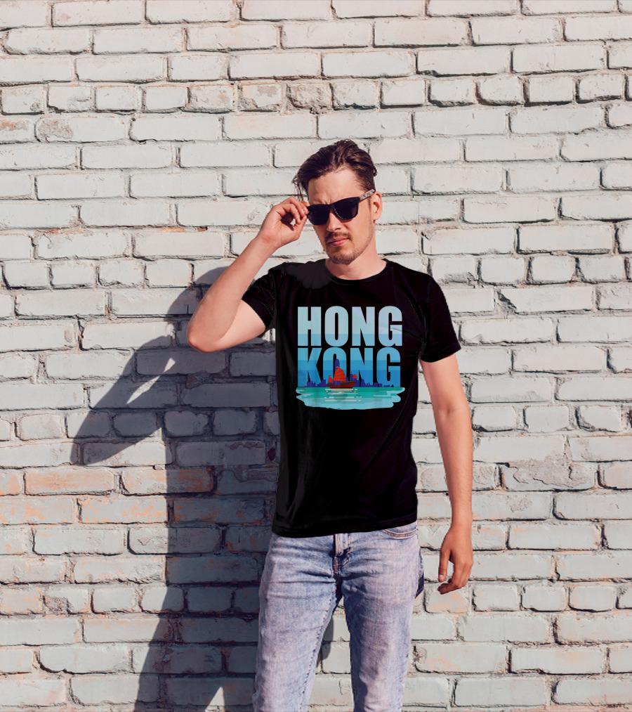 Hong Kong Skyline With Junk Boat HK Lover T-Shirt