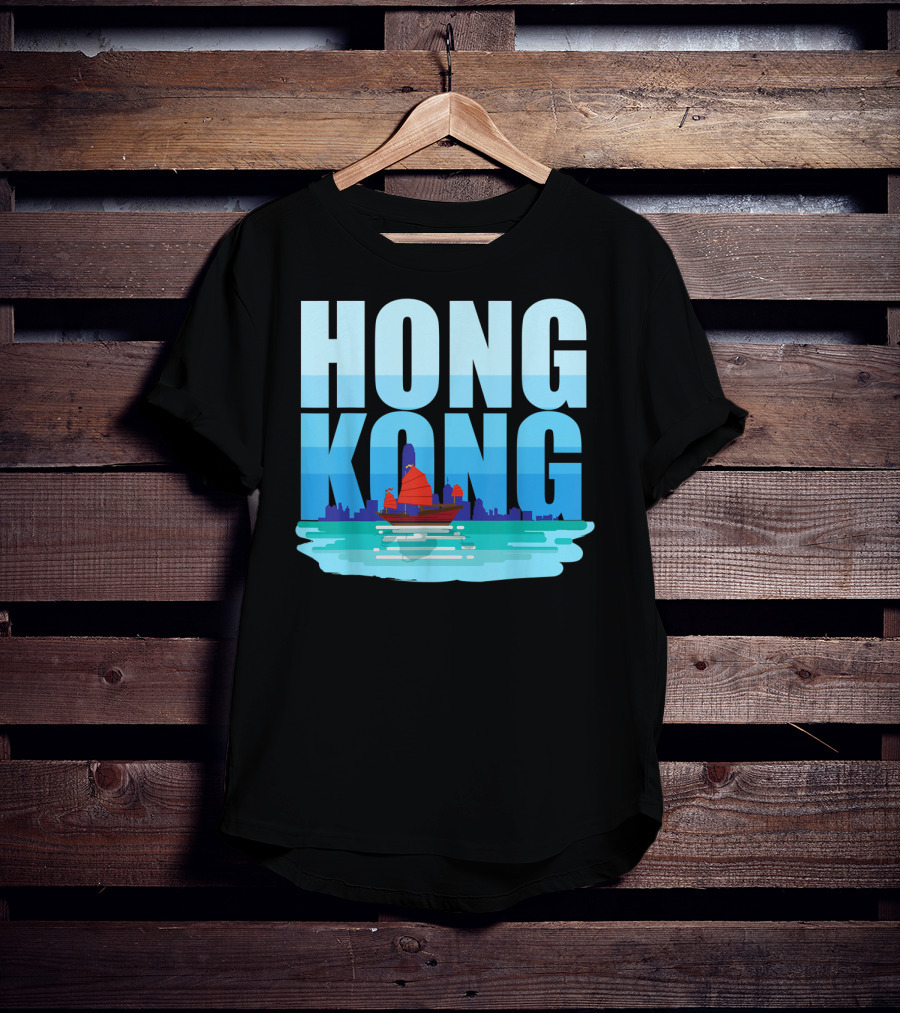 Hong Kong Skyline With Junk Boat HK Lover T-Shirt