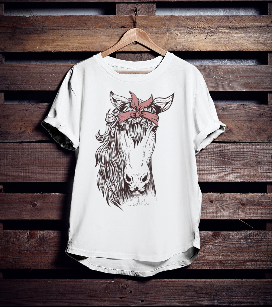 Horse Bandana Illustration For Horseback Riding Enthusiasts T-Shirt