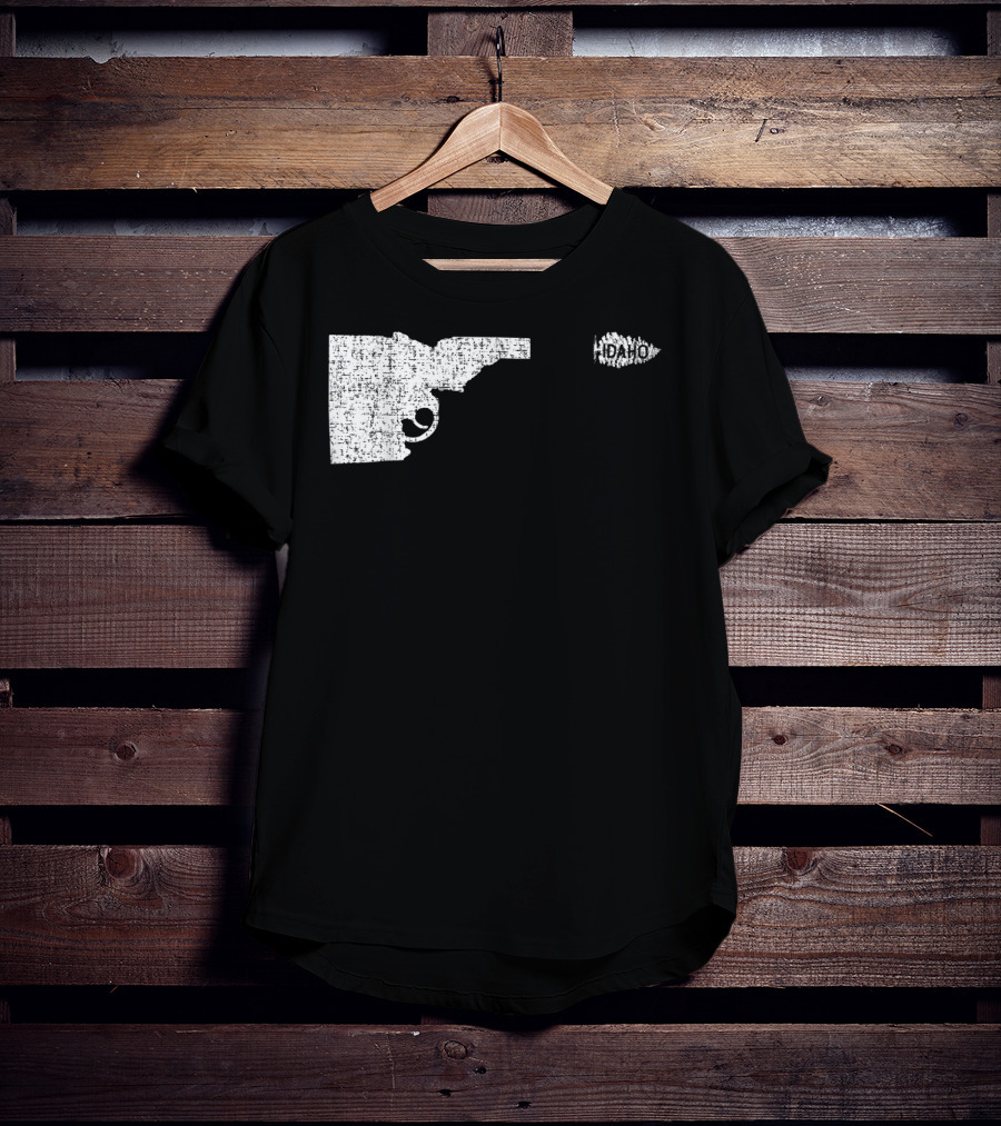 Idaho Gun Silhouette With Pine Tree Texture For Nature Lovers T-Shirt