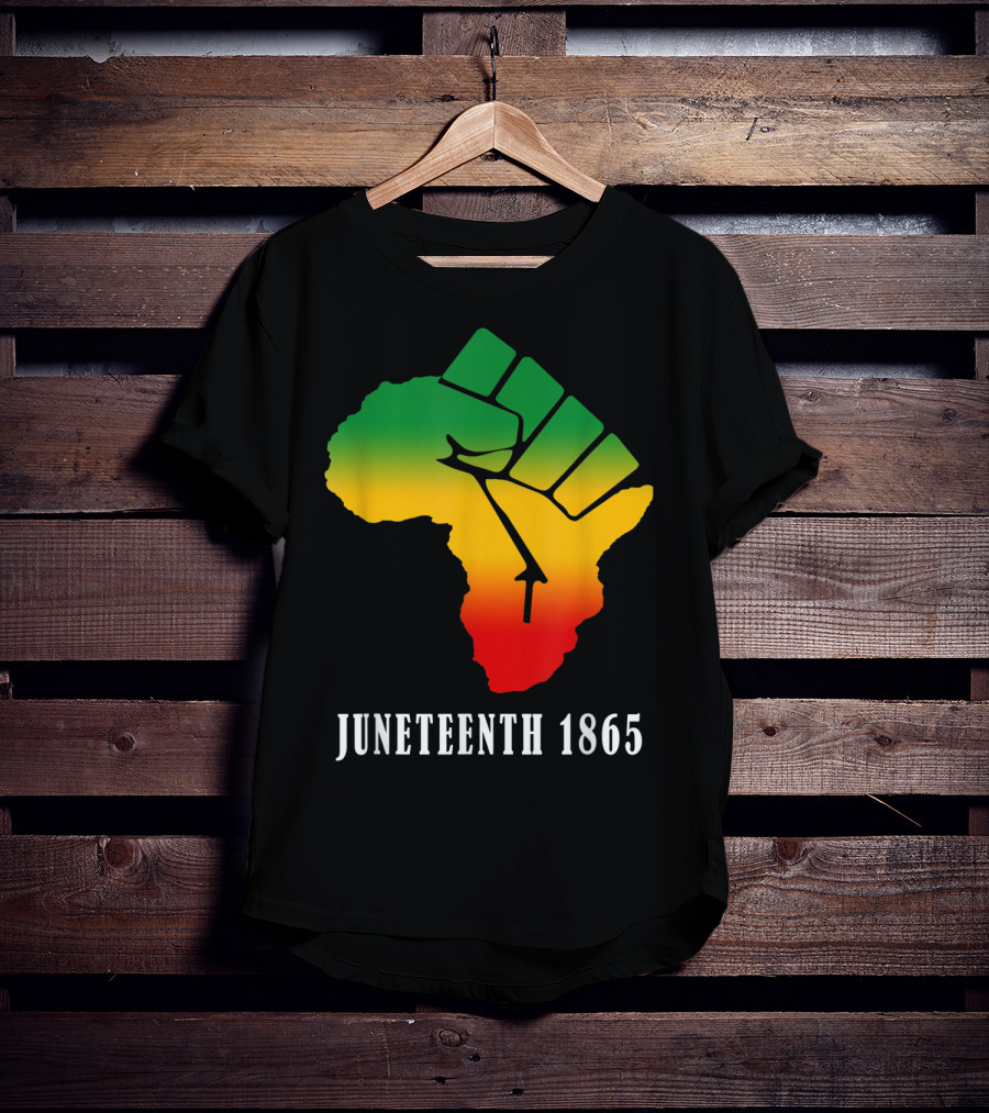 Juneteenth 1865 Ancestors Black African Map American Fist T-Shirt