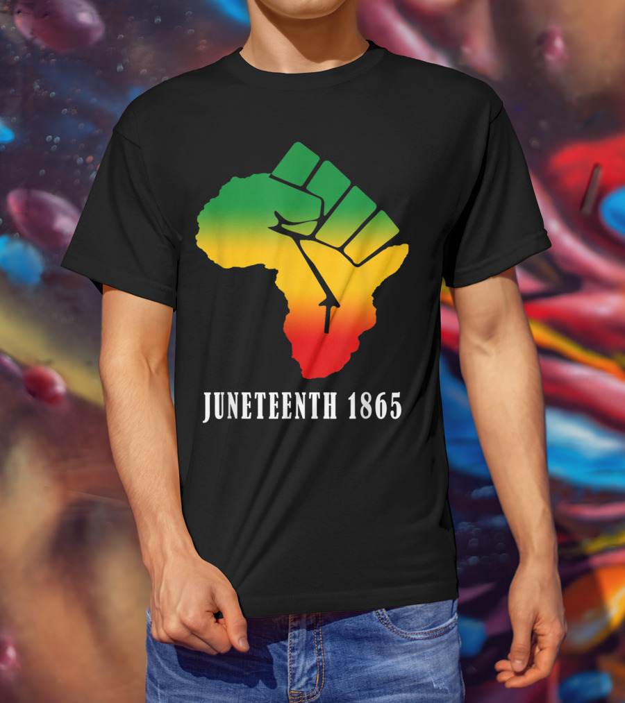 Juneteenth 1865 Ancestors Black African Map American Fist T-Shirt