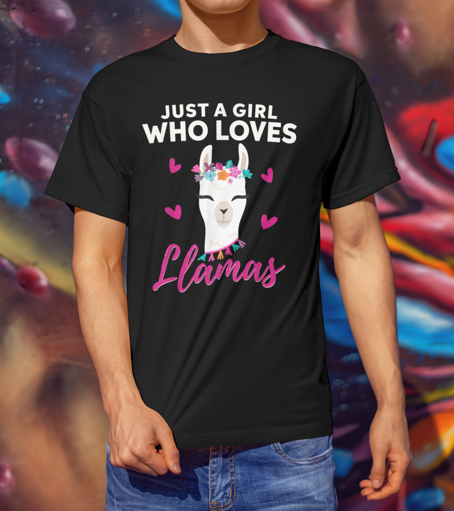 Just A Girl Who Loves Llamas With Heart Love Motif T-Shirt