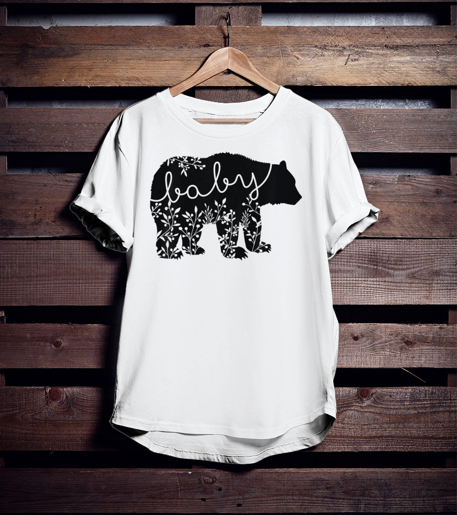 Baby Bear Floral Kids Camping Cute Matchin T-Shirt