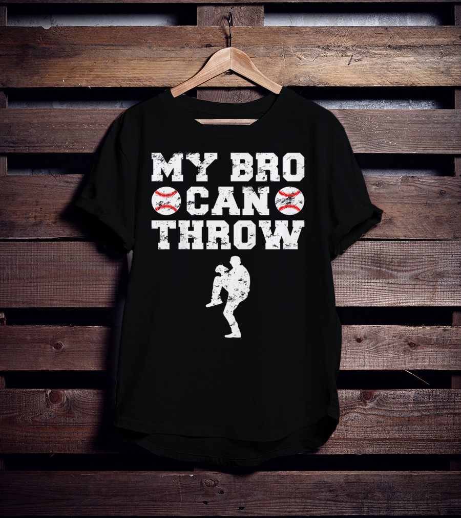 My Bro Can Throw Baseball Cute Funny Cool Brother Sister Kids T-Shirt