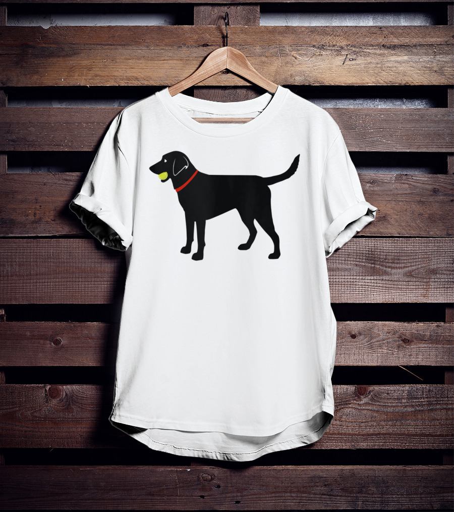 Labrador Retriever Black Lab With Tennis Ball And Red Collar Play Ball T-Shirt