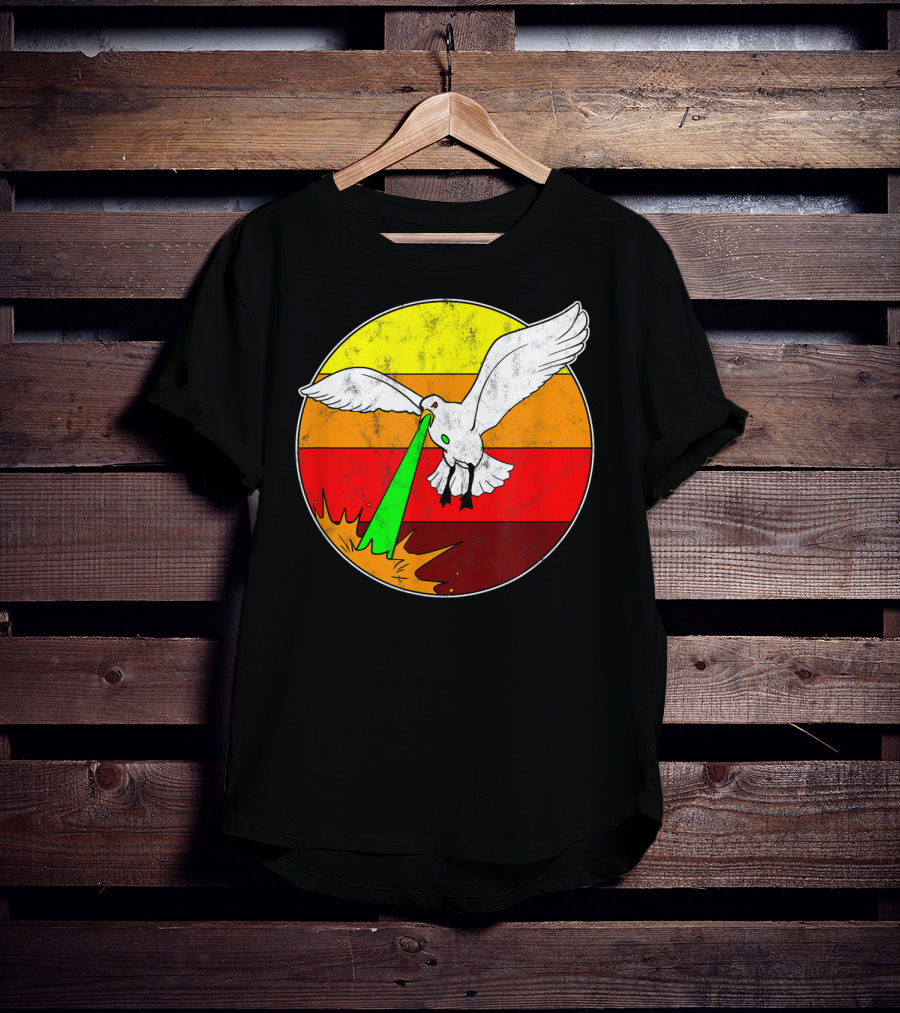 Laser Seagull Retro Sunset Funny Bird T-Shirt