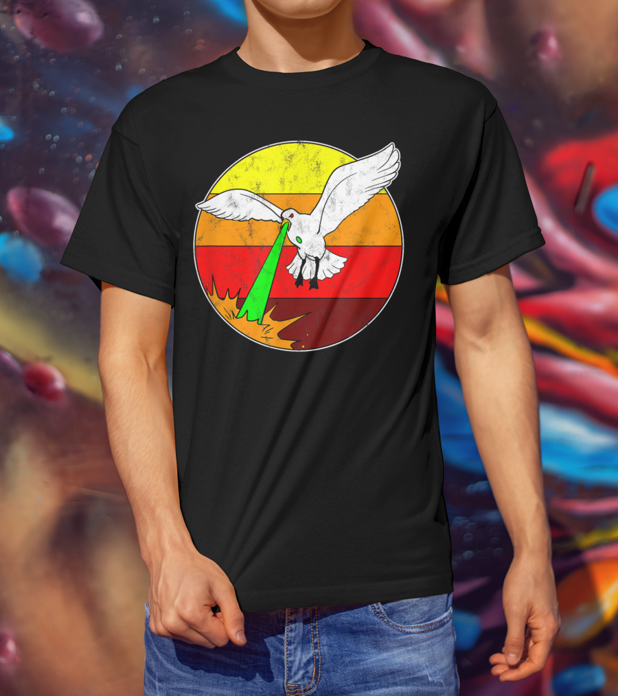 Laser Seagull Retro Sunset Funny Bird T-Shirt