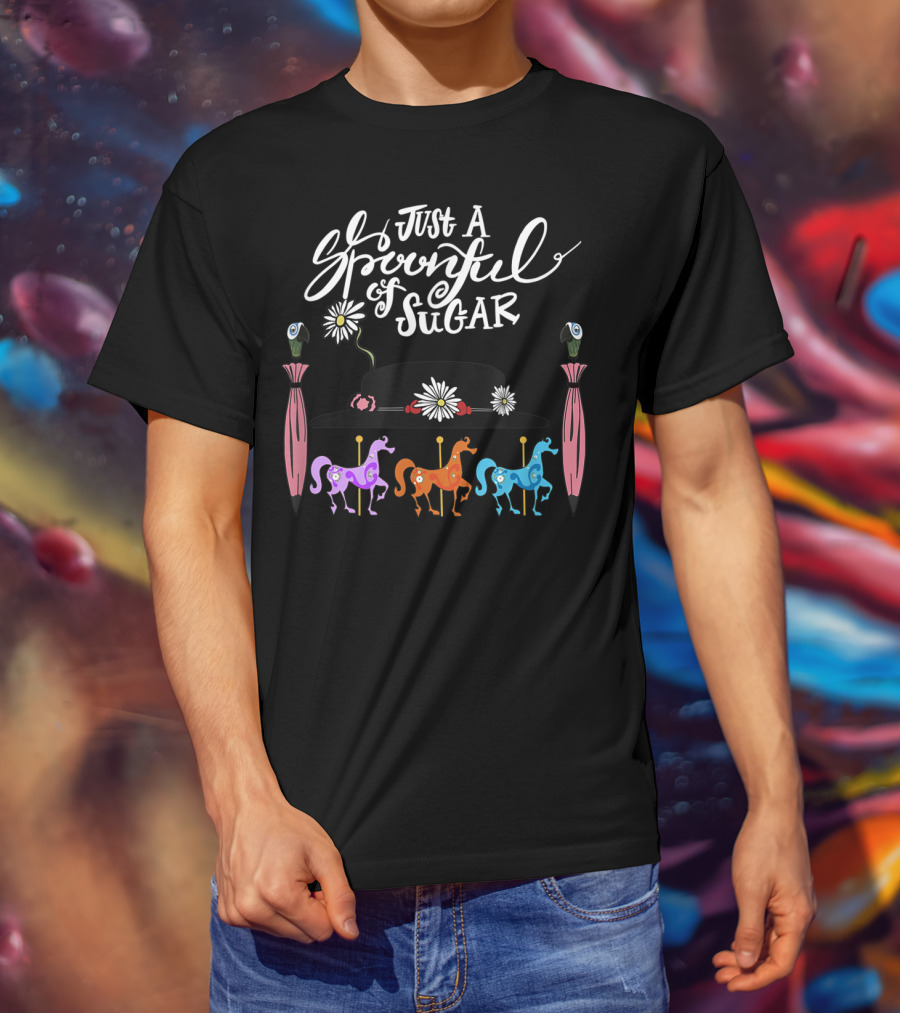 Just A Spoonful Of Sugar Nanny Hat With Carousel And Umbrella T-Shirt