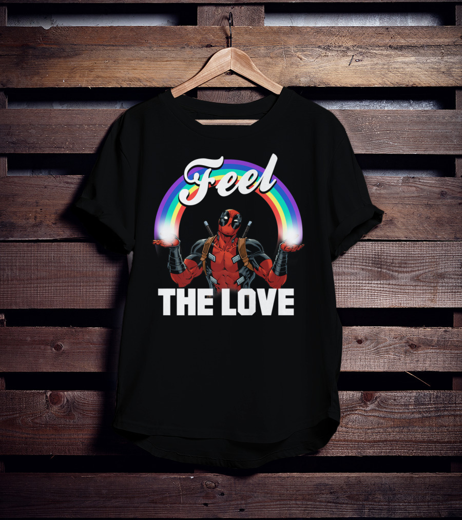 Marvel Deadpool Feel The Love Rainbow T-Shirt