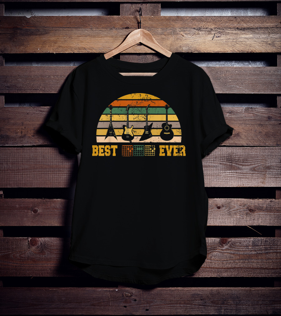 Mens Best Guitar Dad Ever Music Electric Acoustic Vintage T-Shirt