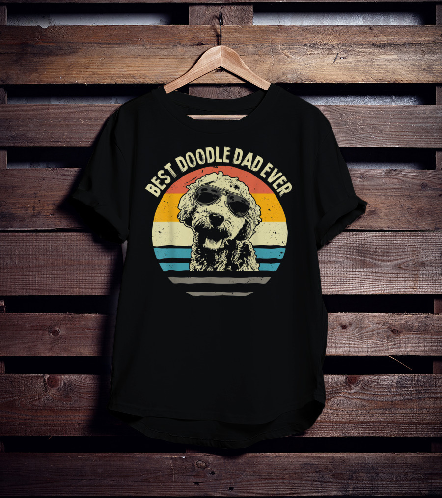 Best Doodle Dad Ever Goldendoodle Retro Sunglasses T-Shirt