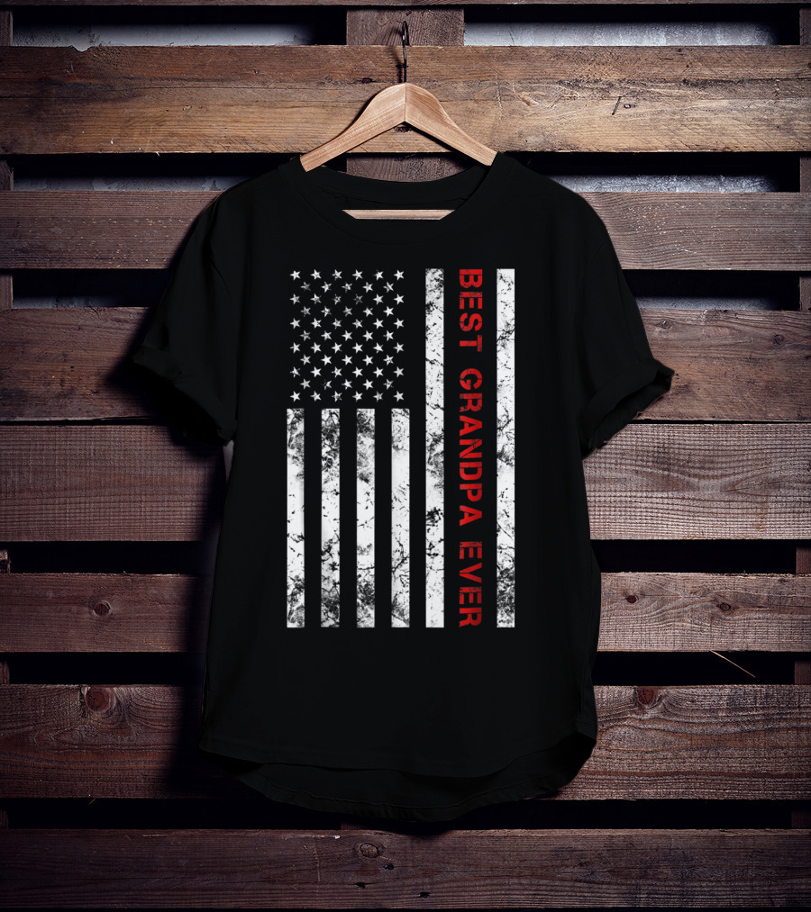 Best Grandpa Ever Grandpa American Flag T-Shirt